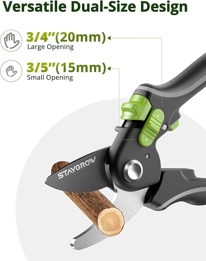 Garden Shears Set: 8.5" Bypass Pruning Shears & 6.5" Straight Trimming Scissors, Ultra-Sharp Garden Scissors with Stainless Steel Blades, Safety Lock, Gardening Gifts for Women Men, 2 Pack-BloomoryGarden