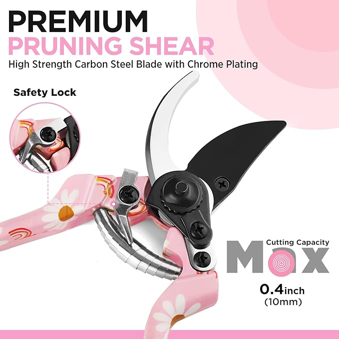 WORKPRO 5PCS Garden Tool Set, Aluminum Heavy Duty Gardening Tool Set with Garden Tool Bag, Outdoor Garden Hand Tools, Pink, Garden Gifts-BloomoryGarden