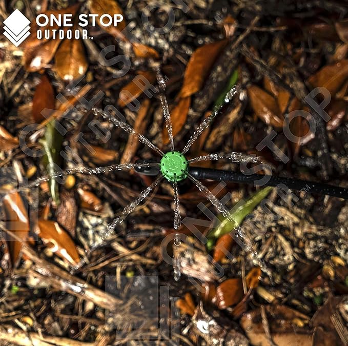 (100-PACK) - 1/4" Inch 360 Degree Drip Emitter On 6" Stake Sprayer Adjustable Flow 0-20 GPH, Fits 1/4 (4-6mm) Irrigation Tubing - Micro Bubbler Drippers for Drip Irrigation (25 Pack Dripper on Stake)-BloomoryGarden