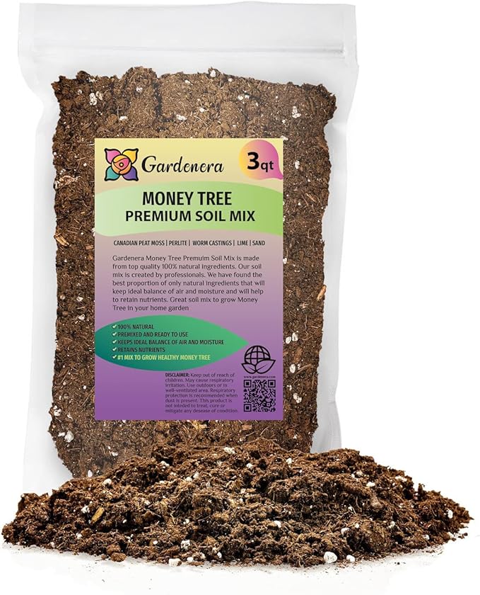 Money Tree Potting Soil, Soil Mix for Planting or Repotting Guiana Chestnut, Soil Blended to Properly Grow Money Tree Plants - (3 Quart Bag)-BloomoryGarden