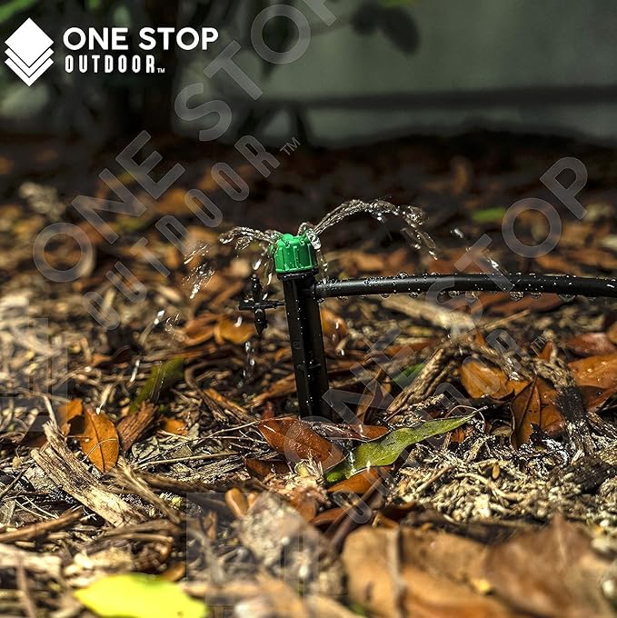 (100-PACK) - 1/4" Inch 360 Degree Drip Emitter On 6" Stake Sprayer Adjustable Flow 0-20 GPH, Fits 1/4 (4-6mm) Irrigation Tubing - Micro Bubbler Drippers for Drip Irrigation (50 Pack Dripper on Stake)-BloomoryGarden