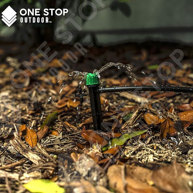 (100-PACK) - 1/4" Inch Universal 360* Degree Drip Emitter On 5" Stake - Adjustable Flow 0-18.5 GPH Fit 1/4 (4-7mm) Drip Irrigation Tubing - Professional Grade Drippers for Drip Irrigation-BloomoryGarden
